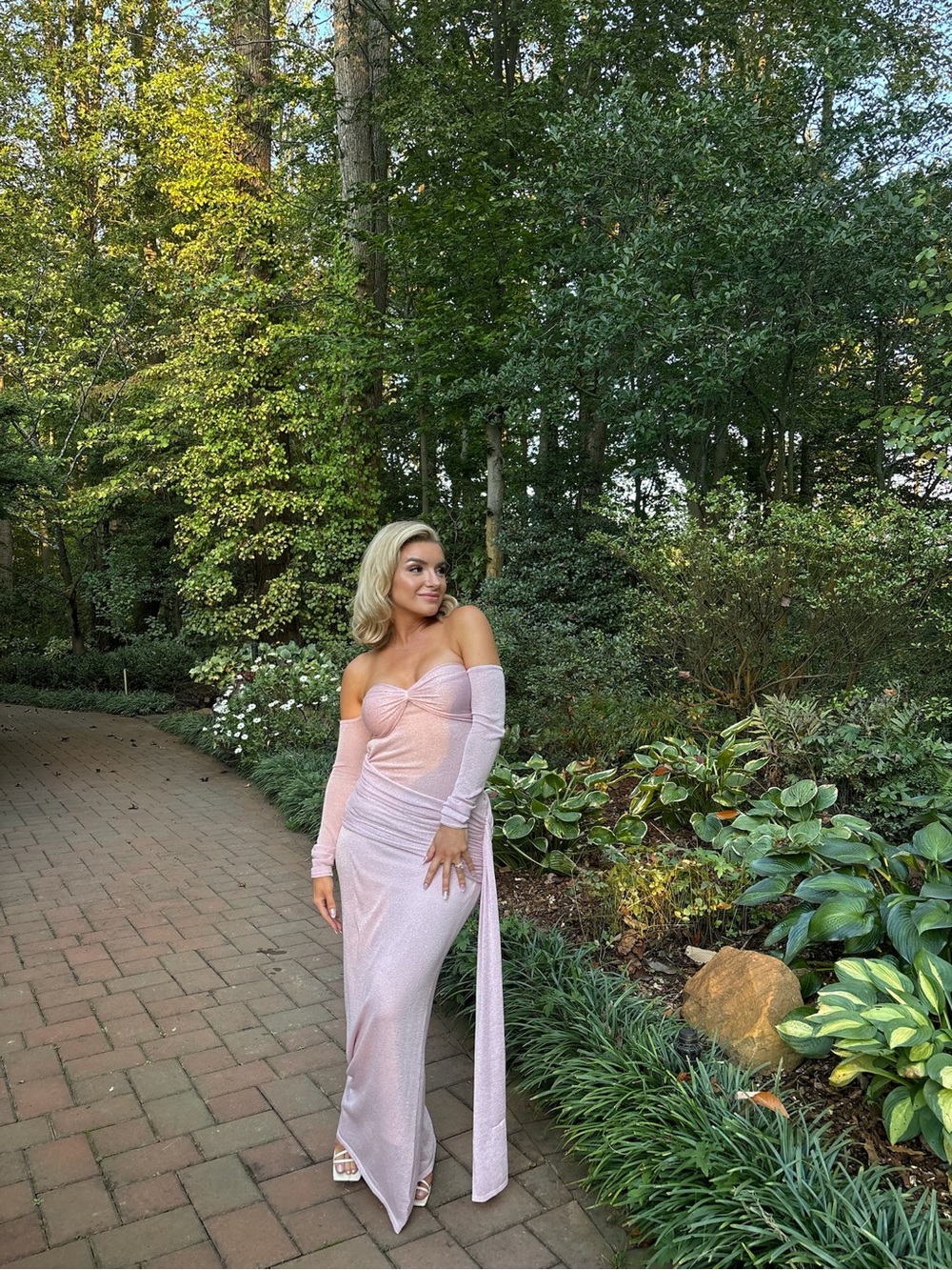 Meshki Blush One-Shoulder Ruched Maxi Dress